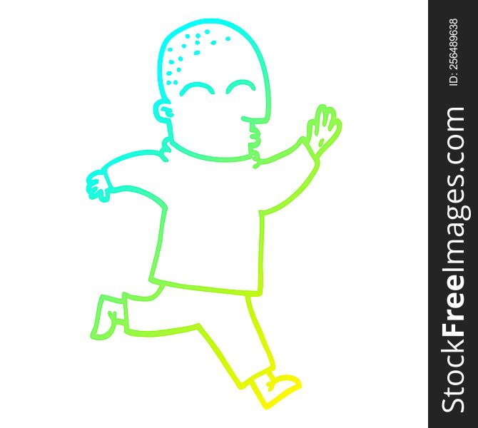 cold gradient line drawing of a cartoon man running