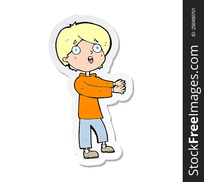 sticker of a cartoon shocked boy