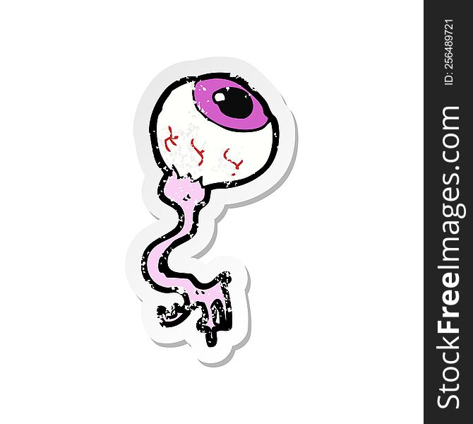 Retro Distressed Sticker Of A Cartoon Gross Eyeball