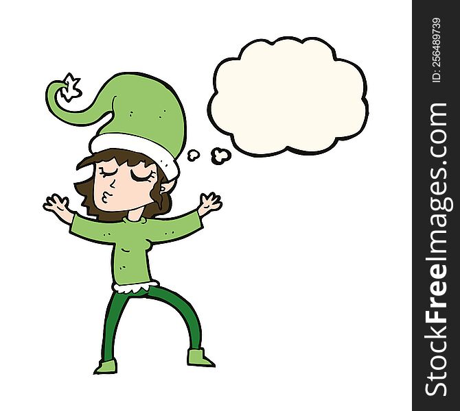 santa\'s helper cartoon with thought bubble
