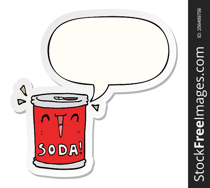 Cartoon Soda Can And Speech Bubble Sticker