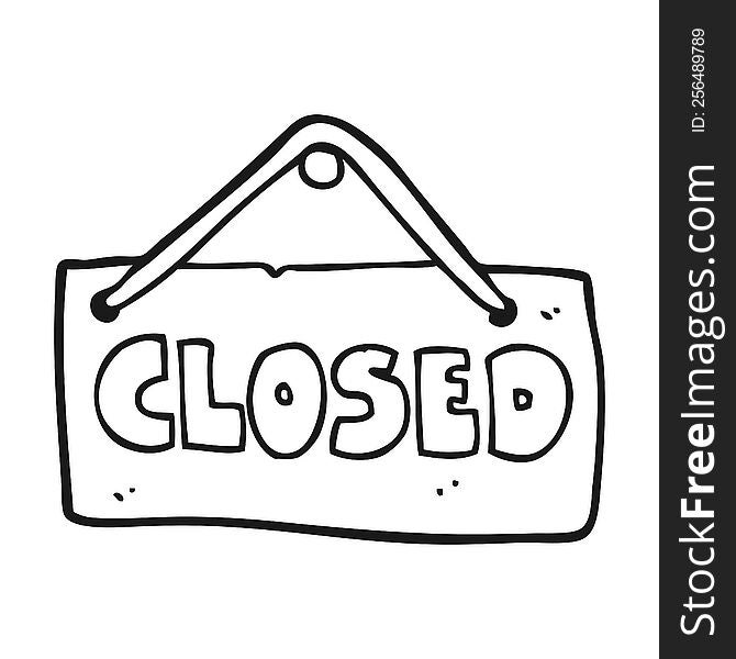 black and white cartoon closed shop sign