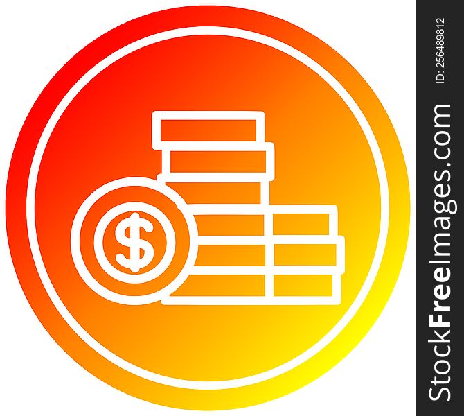 stacked money circular icon with warm gradient finish. stacked money circular icon with warm gradient finish