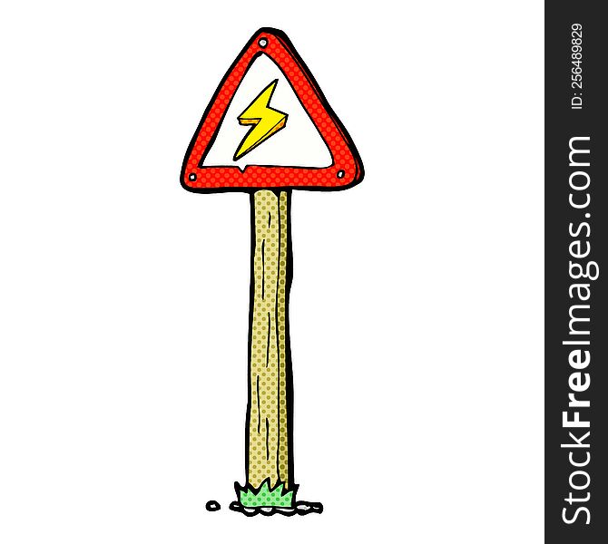 cartoon electrical warning sign