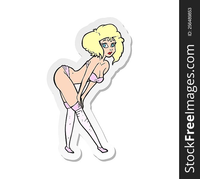 sticker of a cartoon pin up girl