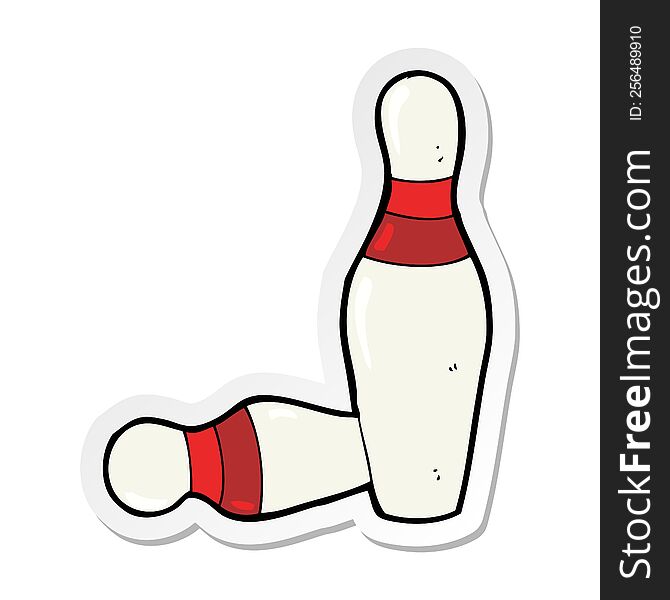 sticker of a cartoon ten pin bowling skittles