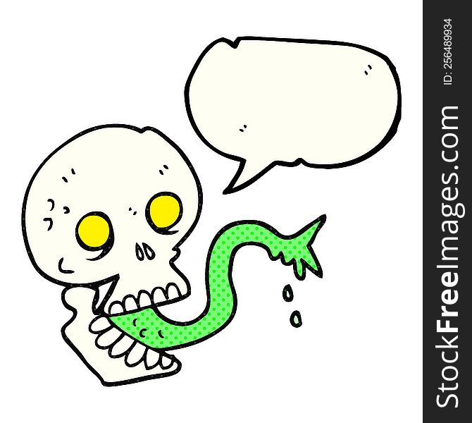 freehand drawn comic book speech bubble cartoon spooky halloween skull