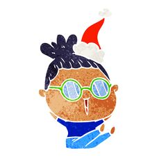 Retro Cartoon Of A Woman Wearing Spectacles Wearing Santa Hat Royalty Free Stock Photos