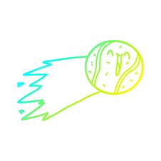 Cold Gradient Line Drawing Flying Tennis Ball Cartoon Royalty Free Stock Photos