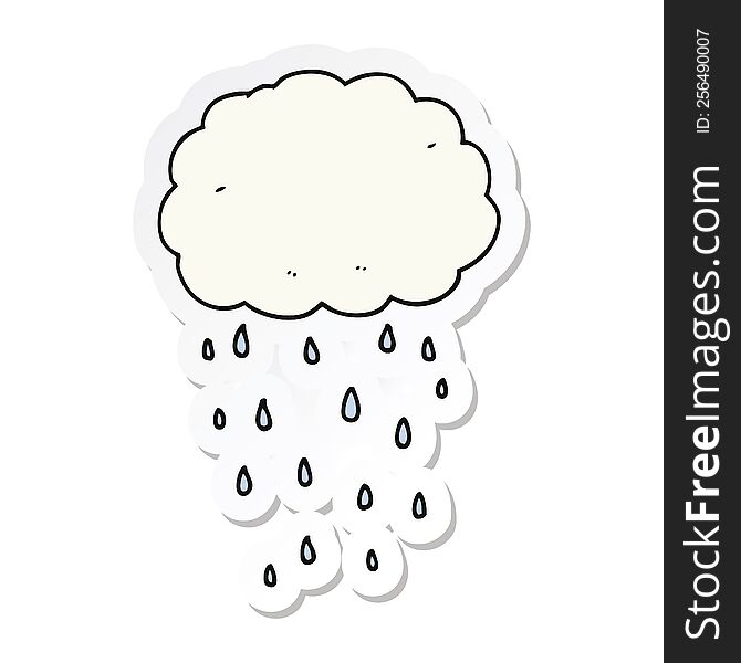 sticker of a cartoon rain cloud