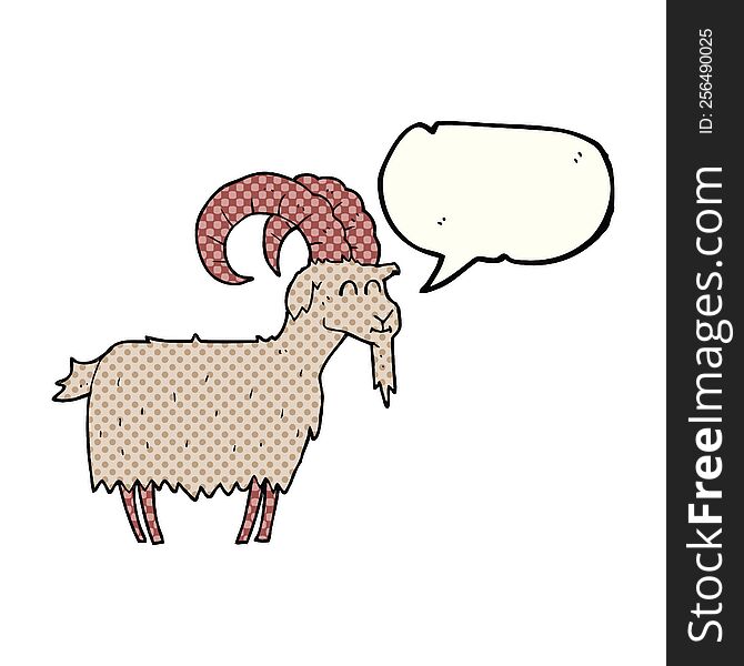 freehand drawn comic book speech bubble cartoon goat