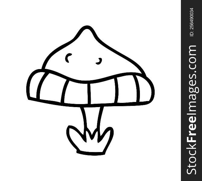 hand drawn line drawing doodle of a single toadstool
