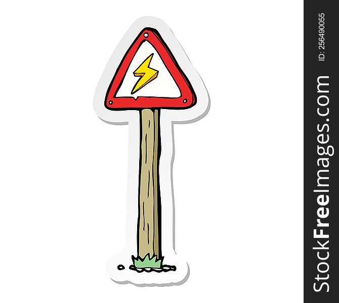 Sticker Of A Cartoon Electrical Warning Sign