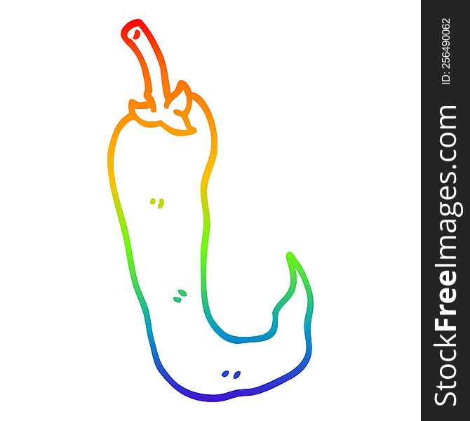 Rainbow Gradient Line Drawing Cartoon Chilli Pepper