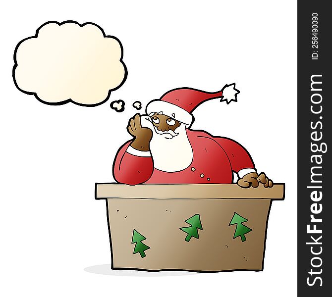 Cartoon Bored Santa Claus With Thought Bubble