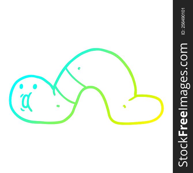 cold gradient line drawing of a cartoon surprised worm