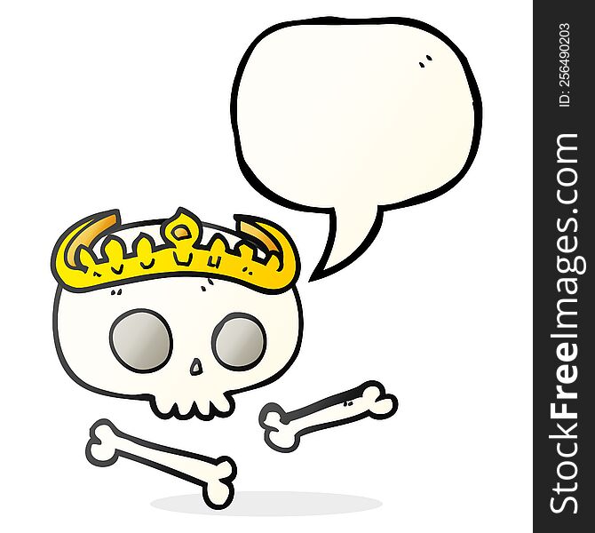 Speech Bubble Cartoon Skull Wearing Tiara