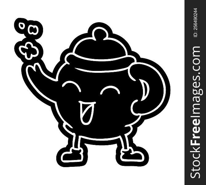 Cartoon Icon Drawing Of A Blue Tea Pot