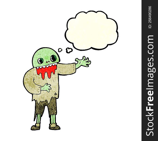 Cartoon Spooky Zombie With Thought Bubble