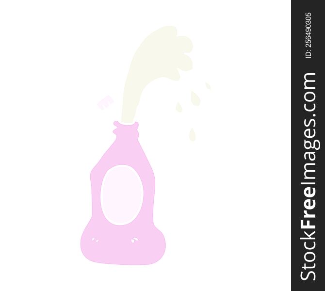 Flat Color Illustration Of A Cartoon Squirting Lotion Bottle