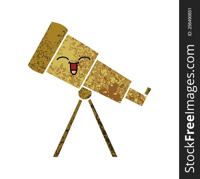 Retro Illustration Style Cartoon Telescope