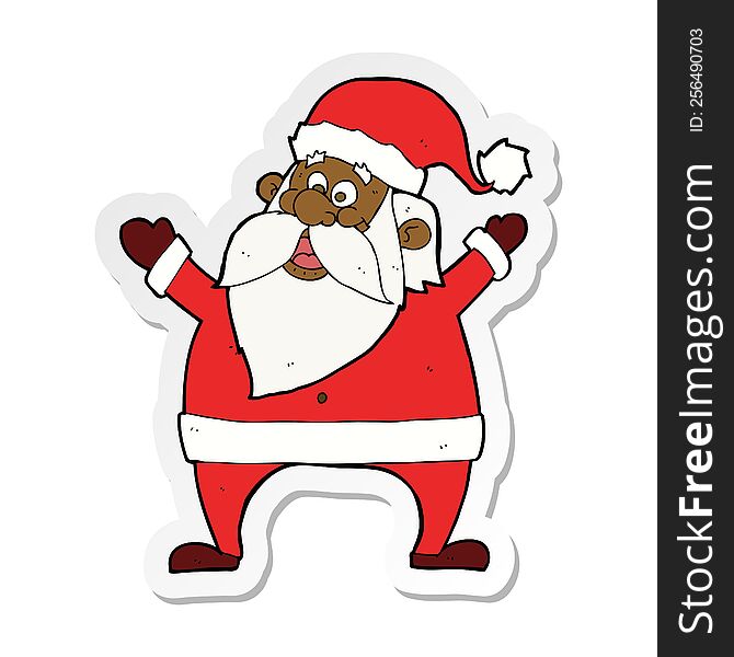 Sticker Of A Jolly Santa Cartoon
