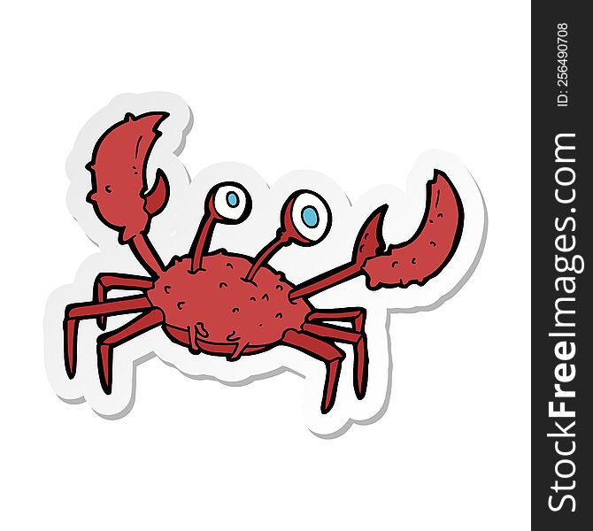 sticker of a cartoon crab