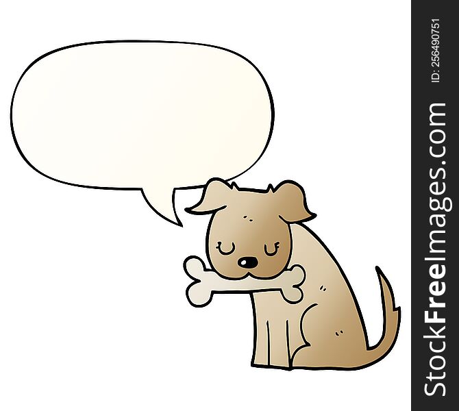 Cartoon Dog And Speech Bubble In Smooth Gradient Style