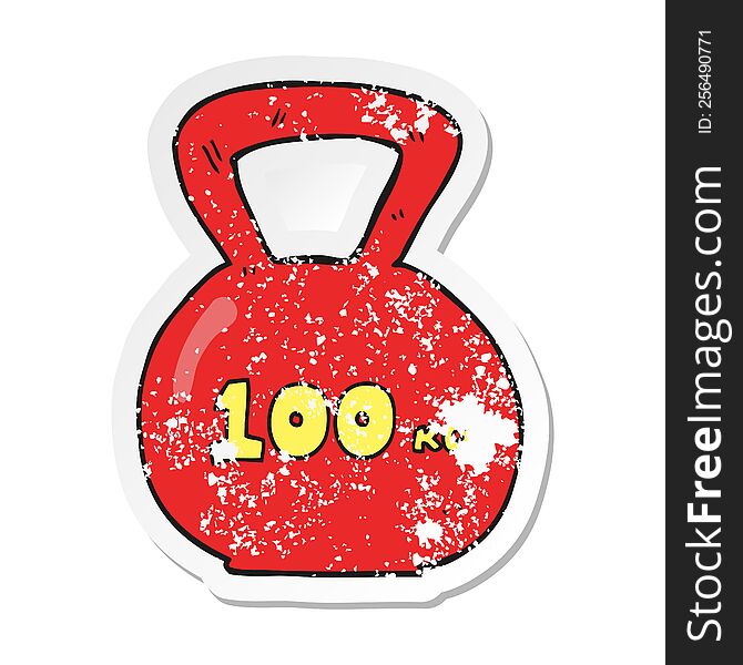 Retro Distressed Sticker Of A Cartoon 100kg Kettle Bell Weight