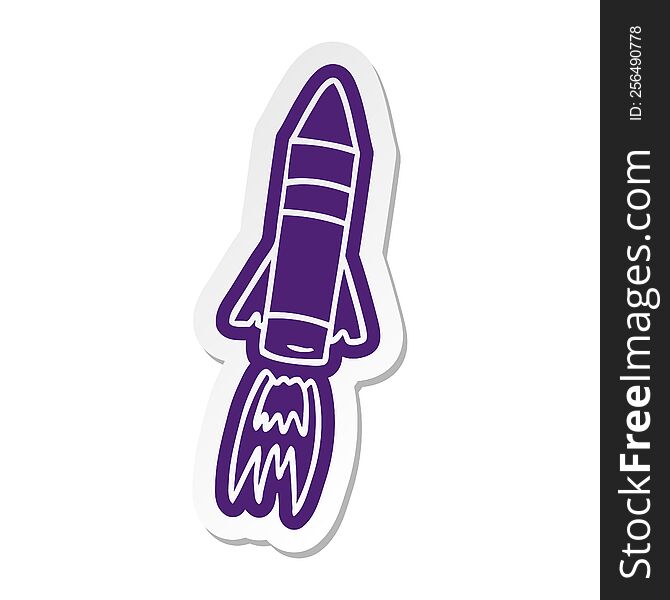 Cartoon Sticker Of A Space Rocket