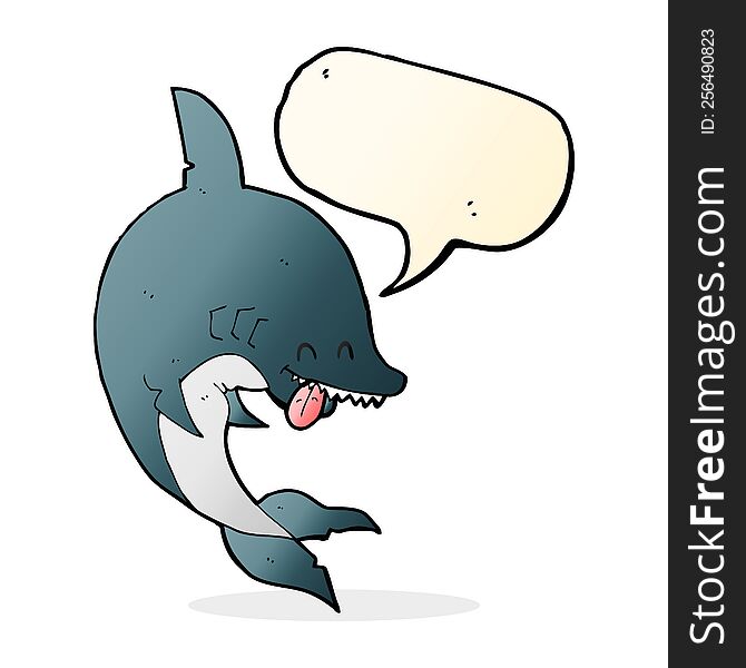 Funny Cartoon Shark With Speech Bubble