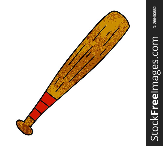 Textured Cartoon Doodle Of A Baseball Bat