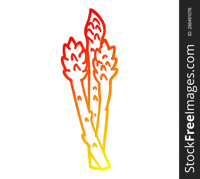 warm gradient line drawing of a cartoon asparagus plant
