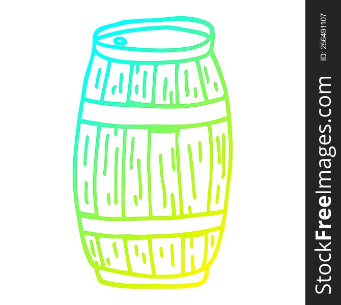 cold gradient line drawing of a cartoon beer barrel