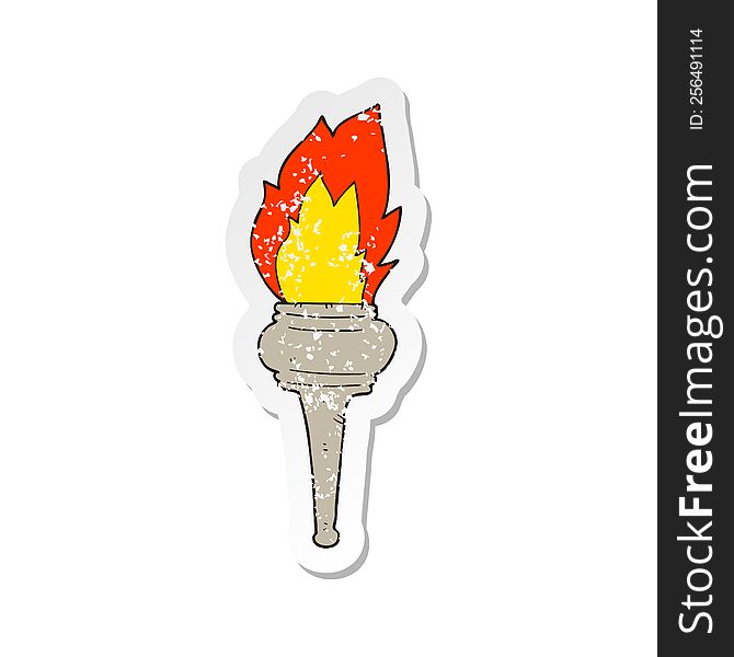 retro distressed sticker of a cartoon flaming torch