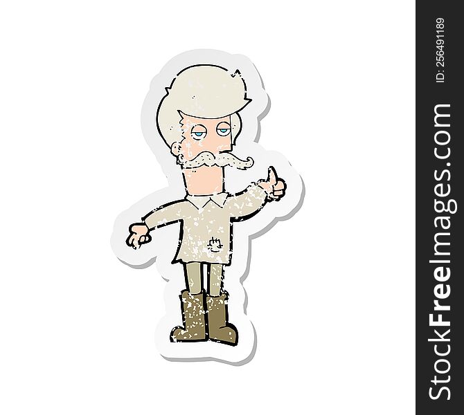 retro distressed sticker of a cartoon old man in poor clothes