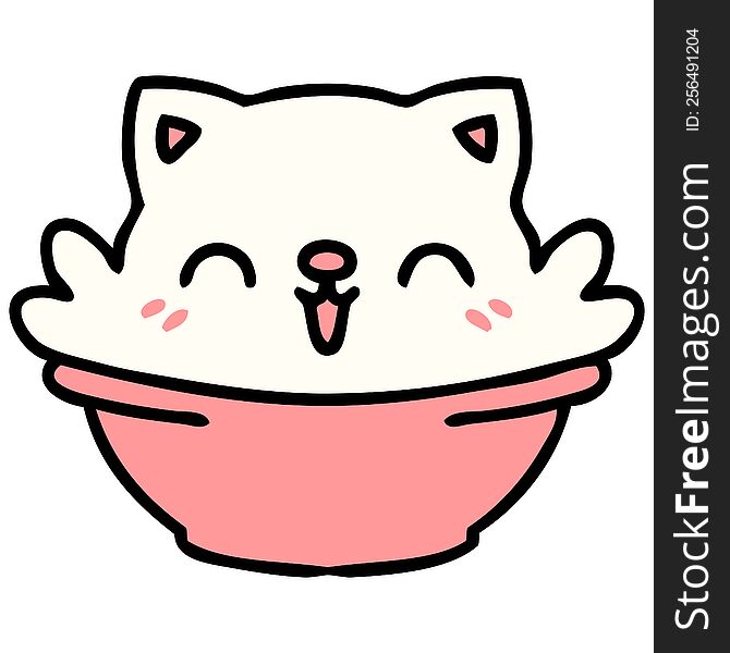 cartoon of some sort of cute cat pudding bowl thing