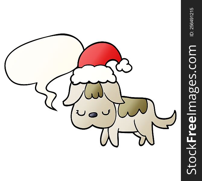 Cute Christmas Dog And Speech Bubble In Smooth Gradient Style