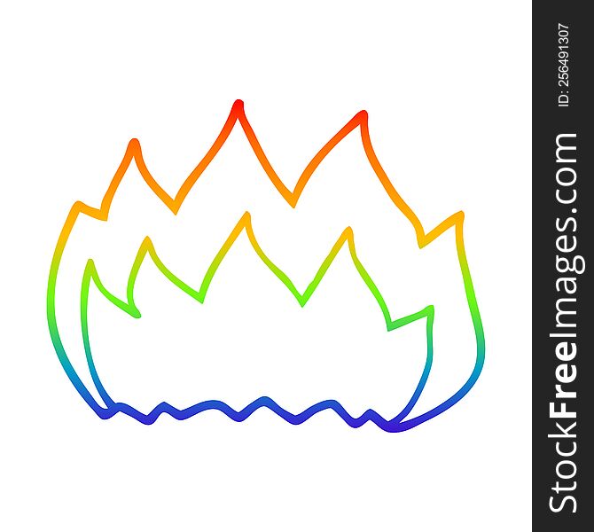 rainbow gradient line drawing of a cartoon gas flame