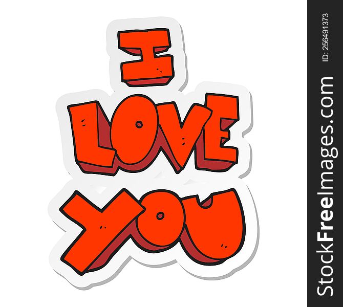 sticker of a I love you cartoon symbol