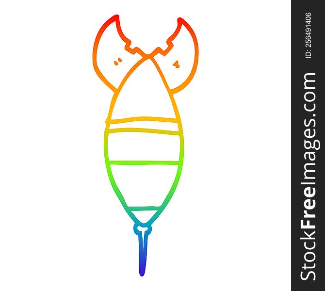 Rainbow Gradient Line Drawing Cartoon Nuclear Bomb