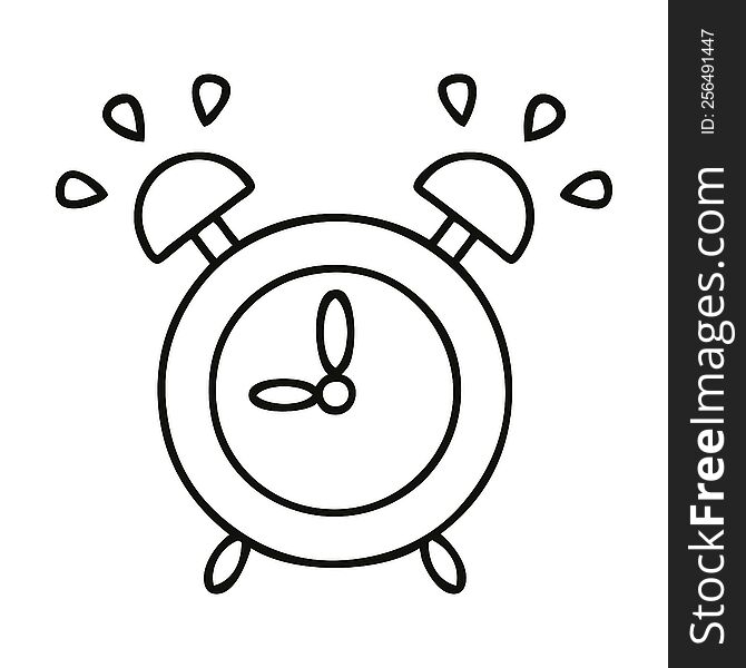 Line Drawing Cartoon Ringing Alarm Clock