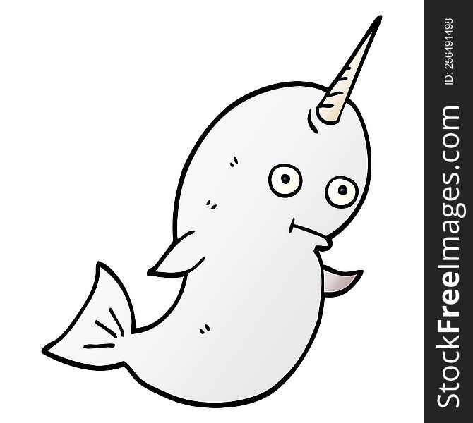 Cartoon Doodle White Narwhal