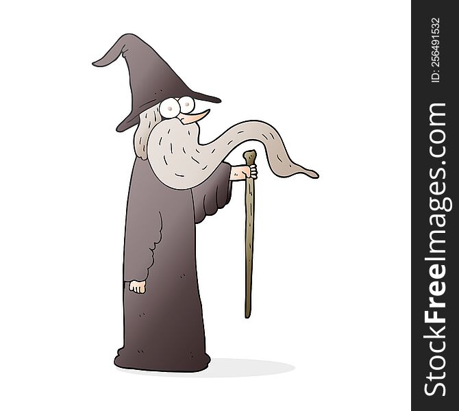 freehand drawn cartoon wizard