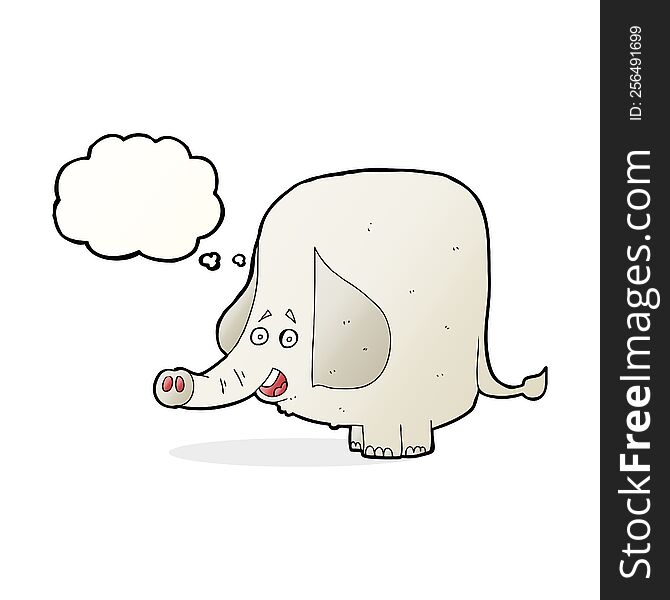 Cartoon Happy Elephant With Thought Bubble