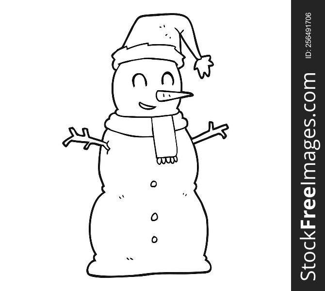 Black And White Cartoon Snowman