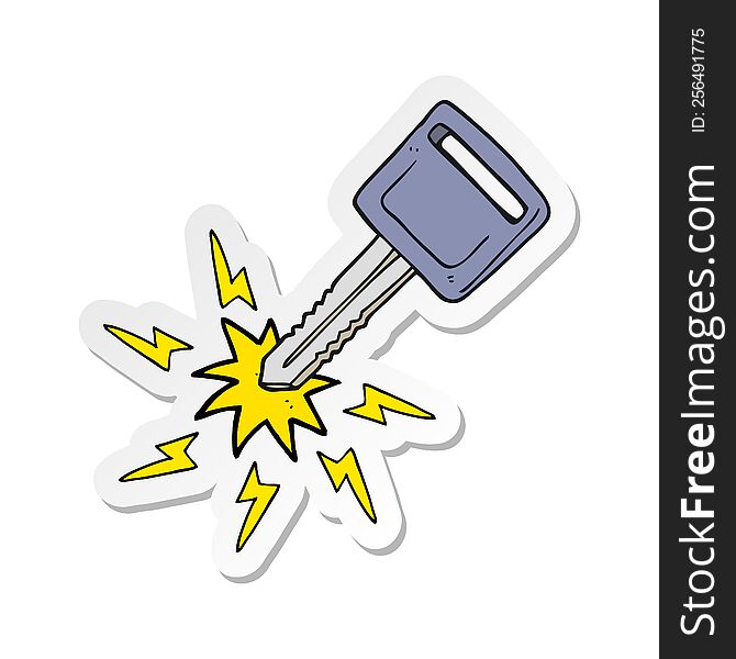 sticker of a cartoon electric car key