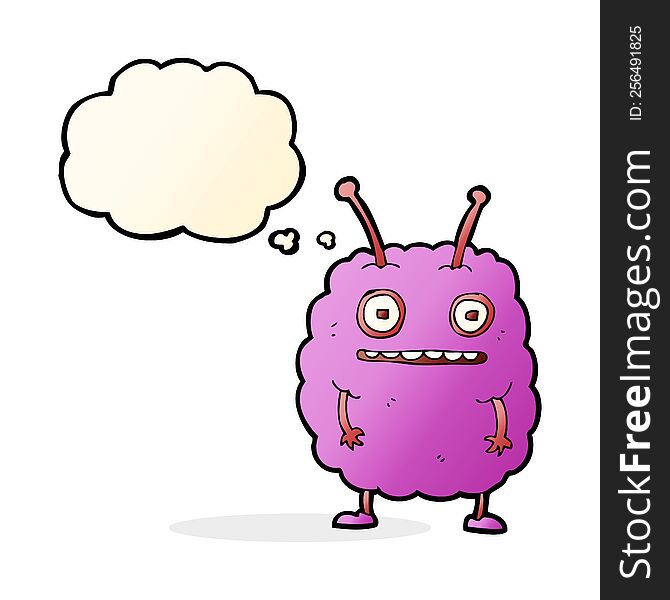 Cartoon Funny Alien Monster With Thought Bubble