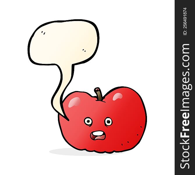 Cartoon Apple With Speech Bubble