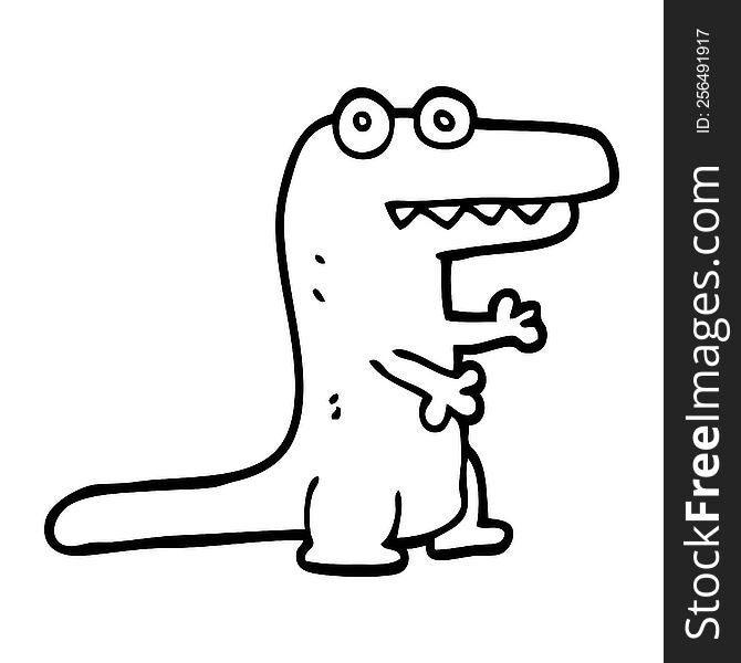 line drawing cartoon crocodile